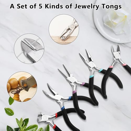 Wire cutters Needle for Jewelry Making,Jewelry Pliers Jewelry Making Tools for Crafts，With Long Flat Nose Pliersfor Cutting Crafts-Matte Handle - color: Wire Cutters Needle-anti Fan