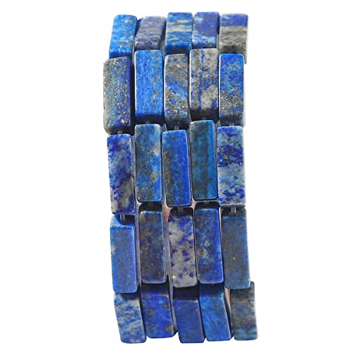 BEADIA Natural Lapis Lazuli Tube Beads 13x4mm 30pcs Rectangle Loose Semi Gemstone Beads for Jewelry Making Design - color: Lapis Lazuli Rectangle