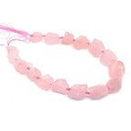 Natural Rose Quartz Crystal Nugget Raw Graduated Beads Strand 2mm Hole Drilled - color: Rose Quartz