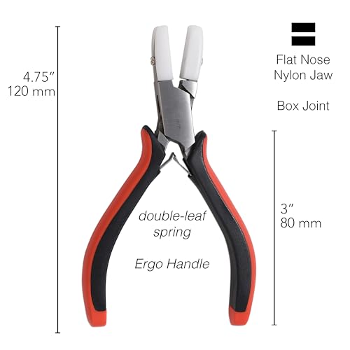 The Beadsmith Flat Nylon Jaw Pliers – Fine Tips – 5 inches (127mm) – Ergonomic Handle with Double Leaf Springs – Jewelry Making Tool for Creating Bracelets, Earrings and Necklaces - size: Flat Nylon Jaw - 5"