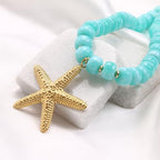 Chunky Beaded Starfish Shell Necklace for Women Colorful Boho Summer Chain Choker Beach Necklace with Acrylic Beads Trendy Chunky Jewelry Gifts - color: XL005D