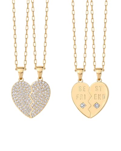 PAVOI 14K Gold Plated Cubic Zirconia Heart Necklace | Cute Dainty Love Pendant Necklaces for Women - Valentines Day Trendy Jewelry - style: Heart - BFF