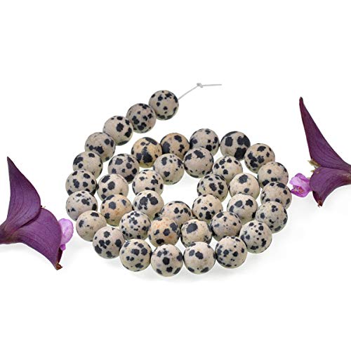 Natural Matte Gemstone Round Spacer Beads (4mm, Dalmation Jasper) - color: Dalmation Jasper, size: 4mm