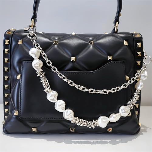 Layered Punk Pants Chain for Men Women, Gothic Hip Hop Jean Chain Wallet Chain Biker Trouser Chain, Goth Emo Fashion Keychain Accessories - color: 2L-10 Pearls