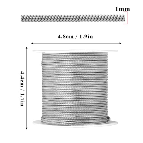33 Feet Stainless Steel Snake Chains Roll, 1mm 304 Stainless Steel Round Snake Chain Bulk Spool for Jewelry Making DIY Craft - color: 1mm Stainless Steel Round Snake Chains