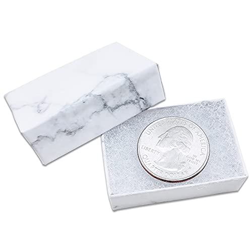 TheDisplayGuys - 100-Pack #10 Cotton Filled Cardboard Paper Jewelry Boxes Gift Case - Marble White (1.9" x 1.3" x 0.7") - for Shipping or Storage - size: 1 Count (Pack of 100), style: 1.9" x 1.3" x 0.7" (#10)