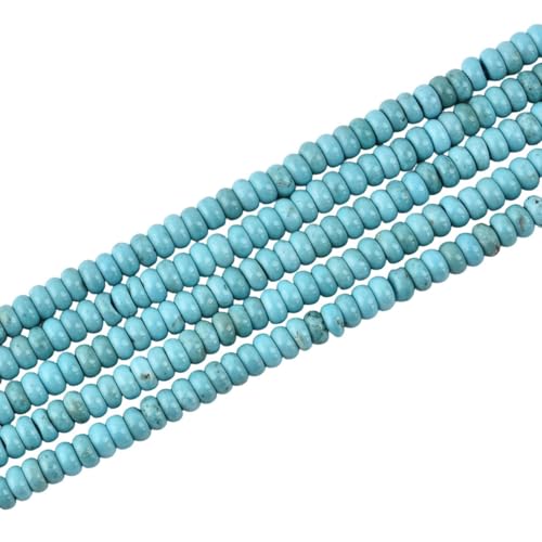 150pcs 4x2mm Natural Turquoise Disk Rondelle Spacer Semi Precious Gemstone Loose Stone Beads for Jewelry Making 15 Inch - color: Turquoise