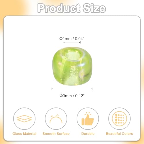 uxcell 2000 Pcs Glass Seed Beads Bulk, 3mm Mini Loose Glass Bugle Beads for DIY Earrings, Necklaces, Bracelets, Jewelry Making, Light Green - color: Light Green, size: 3mm