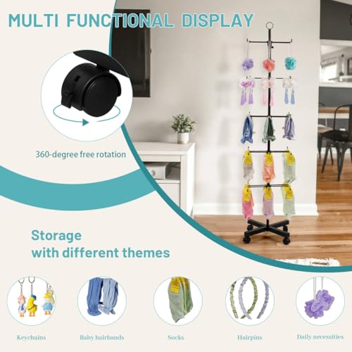 Flenpptly Retail Display Stand Rotating Display Rack 5 Tier Spinning Display Stand for Craft Shows, Jewelry, Keychain, Earring Adjustable Height Retail Display Racks (5-Tier Black) - color: 5-Tier Black