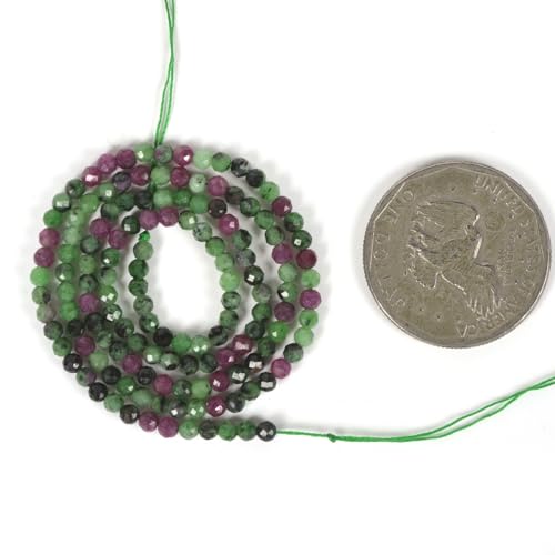 3mm Green Ruby Zoisite Faceted Gemstone Round Loose Beads Strand 15.5-16" DIY Jewelry Making - color: Green Ruby Zoisite