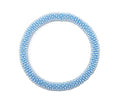 Wigspedia Crochet Glass Seed Bead Nepal Boho Bracelet - Single Piece Solid - color: Light Blue