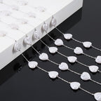 KYUNHOO 9.8 Feet Thin Paperclip Links Silver Stainless Steel Jewelry Chain on Spool Heart Necklace Imitation Pearl Chains for Making Crafts Finding Jewelry Supplies - color: Heart Silver