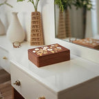 Travel Jewelry Case Small Wood Jewelry Organizer Jewelry Box for Women (Nut-Brown Print) - color: Nut-Brown Print
