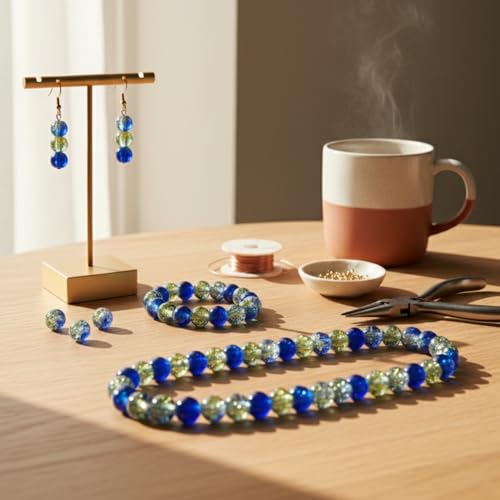 DandS ltd Crackle Lampwork Glass Beads for Jewelry Making, Dark Blue, Vibrant DIY Bracelets, Necklaces, Earrings, Beading Supplies & Craft Kits for Handmade Jewelry, 80pcs 0.39 inch (10mm), #J230-10 - color: Dark Blue
