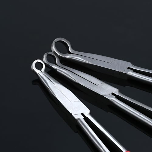 3 Pieces 11'' Long Nose Pliers Set, Cricle Plier O-shape Tip Craft Repairing Tool(0.2/0.5/0.7in) - size: 3 Pcs Cricle Plier-Red