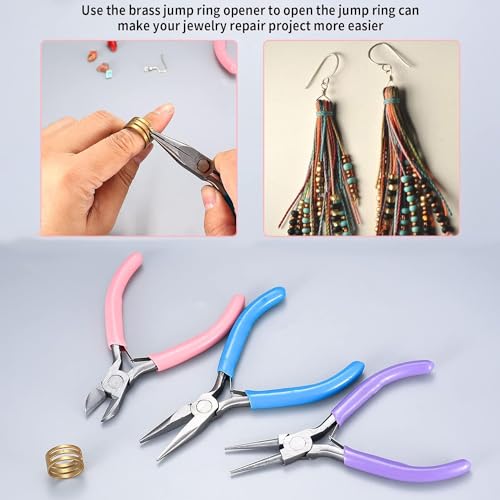 3 Pcs Jewelry Pliers Set - Needle Nose, Round Nose and Wire Cutters for Jewelry Making, Repair and Crafts，Wire Wrapping Beading Crafts Pliers - style: 3pcs-Mixed Color