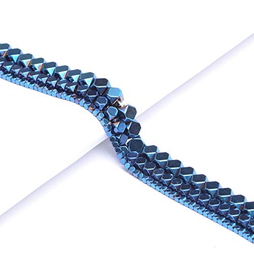 AD Beads Natural Hematite Gemstone Faceted Square Cube Loose Beads 16" 2x2mm 4x4mm (2x2mm, Metallic Blue) - color: Metallic Blue, size: 2x2mm