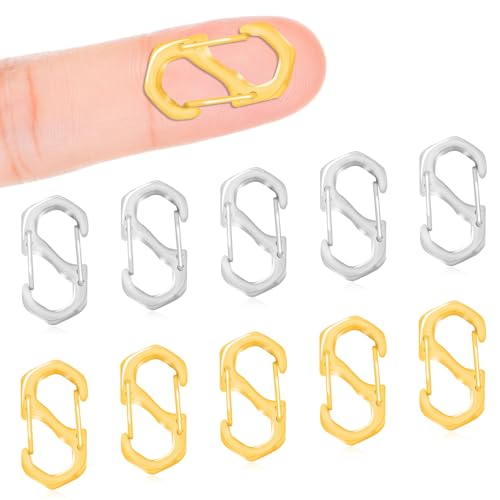 10Pcs Double Opening Lobster Clasps Necklace Shortener Clasp Stainless Steel Necklace Clasp S Lock Bracelet Clasps and Closures Chain Shortener for Necklace Bracelet Jewelry Making(Silver,Gold,L) - color: 10PCS-SIlver,Gold, size: Large