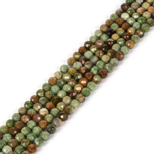 Green Opal 4mm Faceted Round Beads Loose Beads 16 Inch for Jewelry Making Beads - color: Green Opal