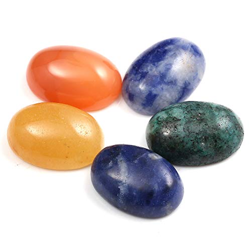 CAB 20-Piece Natural Stone Cabochon Beads for Jewelry Making - Oval, Random Color, Crystal Quartz, Size 10x14mm - size: 10x14mm