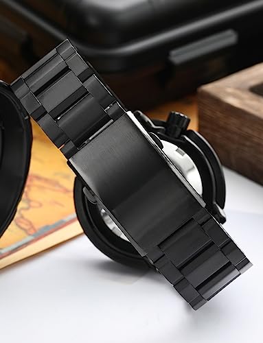 watchdives Watch Buckle 18mm/20mm/22mm Fold Safety Milled Clasp Replacement Stainless Steel Watchband Clasp (Black, 16mm) - color: Black, size: 16mm