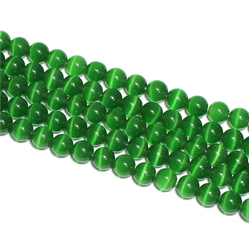 MJDCB 30pcs Dark Green Cat Eye Stone Beads 12mm Round Crystal Loose Bead for Jewelry Making DIY Bracelets Necklace - color: Dark Green, size: 12mm(30pcs)