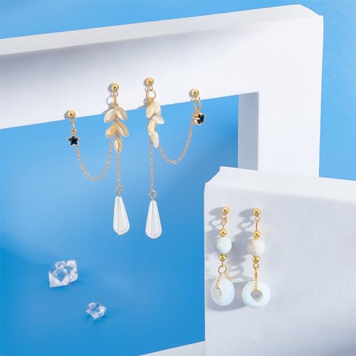 PH PandaHall 100pcs 24K Gold Plated Hypoallergenic Stainless Steel Stud Earrings with Ear Nuts Ball Post Earrings with Loop Earring Studs Set for Earring Making DIY 15x7mm, Ball 4mm