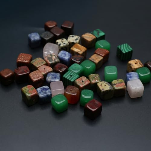 40 Pcs Healing Loose Beads Square Shape Faceted Natural Necklace Stone Pendants Crystal Charms for Jewelry Making DIY Craft - color: square