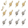 Zpsolution 12 Pieces Locking Magnetic Necklace Clasps and Closures Rose Magnetic Clasp for Jewelry Necklace Bracelet - color: 6 Glod 6 Silver