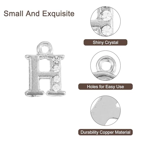 uxcell Rhinestone Letter Charm, Letter Alphabet Dangle Charm Pendant for DIY Bracelets Necklace Jewelry Making