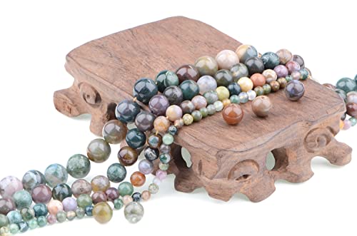 Bymitel 90 pcs Natural Genuine Real Round Loose Stone Beads Gemstone Spacers for Charm DIY Jewelry Making 15.5" per Strand 4mm (Indian Agate, 4mm) - color: Indian Agate, size: 4mm