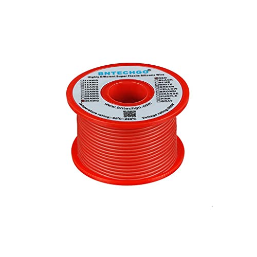 BNTECHGO 30 Gauge Silicone Wire Spool 50 ft Red Flexible 30 AWG Stranded Tinned Copper Wire - size: 30 gauge silicone wire 50ft, style: Red