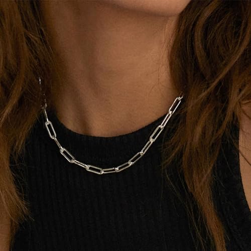 Kyutong 16.4 Feet Stainless Steel Chain Link with Spool Soldered Silver Chains for Jewelry Making 3MM Paperclip Necklace Chains Bulk for DIY Craft Bracelet Ankle Finding Supplies - color: 3mm Paperclip Silver