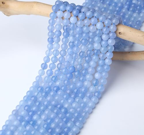Natural Stone Beads 100pcs 8mm Blue Aquamarine Round Stone Beading Loose DIY Smooth Beads for Bracelet Necklace Earrings Making - color: Aquamarine, size: 100pcs