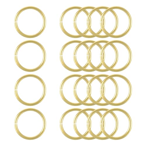 uxcell 20Pcs Open Jump Rings, 30mm/1.18" OD Brass Jump Ring Connectors 3mm Thick O Rings for Necklaces Bracelet Jewelry Making Keychain DIY Craft, Gold Tone - size: 30mmx3mm