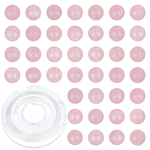 8mm 100pcs Natural Rose Quartz Gemstone Round Loose Beads for Jewelry Making with Crystal Stretch Cord - color: Rose Quartz, size: 8mm