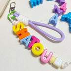 Mixed Color Big Hole Acrylic Number Letter Beads for Keychain Making Kit, 3D Letter Key Chain Making Kit with A~Z Alphabet Letters / 0~9 Numders/Round Beads/Wrist Straps/Carabiners/Cotton Rope