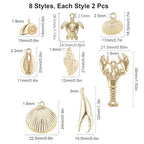 SUNNYCLUE 1 Box 54g Real 14K Gold Plated Charms Bulk Gold Summer Ocean Charm 16Pcs Sea Theme Marine Life Charms Starfish Shell Charm Pendant for DIY Christmas Earring Bracelet Jewelry Making Supplies - color: 14K Gold Plated Charms