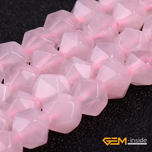 GEM-Inside Natural 6mm Pink Rose Quartz Gemstone Loose Beads Faceted Cambay Crystal Energy Stone Power for Jewelry Making 15" - color: Pink Rose Quartz, size: 6mm