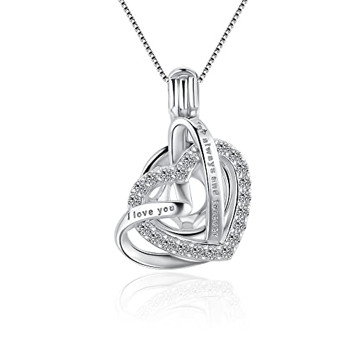 925 Sterling Silver Engraved I Love You for Always and Forever Heart Cage Pendants Crafting Charm for DIY Necklace Bracelet Jewelry Making