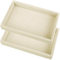 2 Pcs 9" x 5.7" Velvet Jewelry Tray Jewelry Display Tray, Stackable Empty Plate Trays for Earrings Necklaces Bracelet Rings Display Showcase - Light Khaki - color: Light Khaki, size: Flat Tray 9"x5.7"