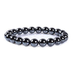 Justinstones 8mm Round Beads Stretch Bracelet 7 Inch Unisex - color: Black Hematite