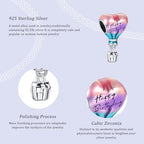 925 Silver Charms Pendants For Pandora Bracelet Golden charms Bead Safety Chain Clip set Heart Flower Animal Beads Family, Mom, Friend, Daughter, Birthday, Jewelry Gift - style: G-Happy Birthday Hot Air Balloon