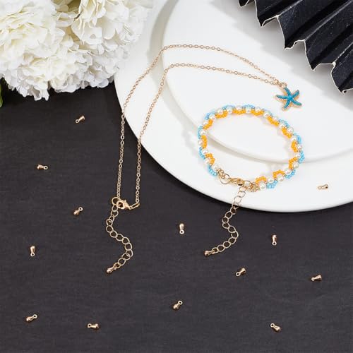 Beebeecraft 1 Box 80Pcs Teardrop Charms Dangle End Beads Extender Chain Drop Water Charms for Jewelry Making Findings - color: Gold, size: 6x3mm