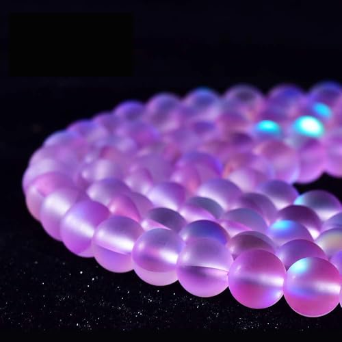 38PCS 10mm Natural Light Purple Mystic Aura Quartz Gemstone Frosted Matte Titanium Round Loose Spacer Beads 15 inch Full Strand Crystal Healing Power Quartz - color: Light Purple Mystic Aura, size: 10mm