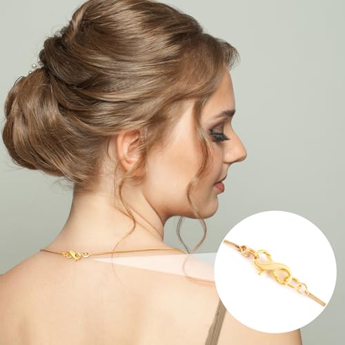 Pndeyo 925 Sterling Silver Lobster Claw Clasps, Double Opening Necklace Bracelet Extender, Jewelry Clasps and Closures for Necklace Bracelet Anklet Pendant Keychain DIY Craft Making- Gold - color: Gold-1pc-0.59"×0.31"