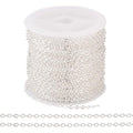Cheriswelry 32.81Feet/10m Silver Necklace Chain Flat Oval Cross Curb Chain Brass Coated Iron Cable Chain with Spool 2.5x2x0.3mm for DIY Crafts Bracelet Choker Jewelry Making - color: Silver