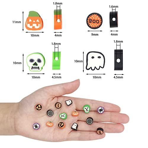 100 Pcs Halloween Polymer Clay Beads Heishi Spacer Beads Supplies for DIY Bracelet Earring Necklace Jewelry Making - color: Halloween