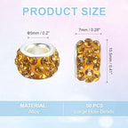 uxcell 50Pcs European Large Hole Beads, Rhinestone Craft Bead Crystal Charm Spacer Beads for Pens Bracelet Making Necklace DIY Craft, Golden Yellow - color: Golden Yellow