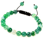 MASSIVE BEADS Natural Healing Power Gemstone Crystal Beads Unisex Adjustable Macrame Bracelets - color: Agate Green, size: 8mm